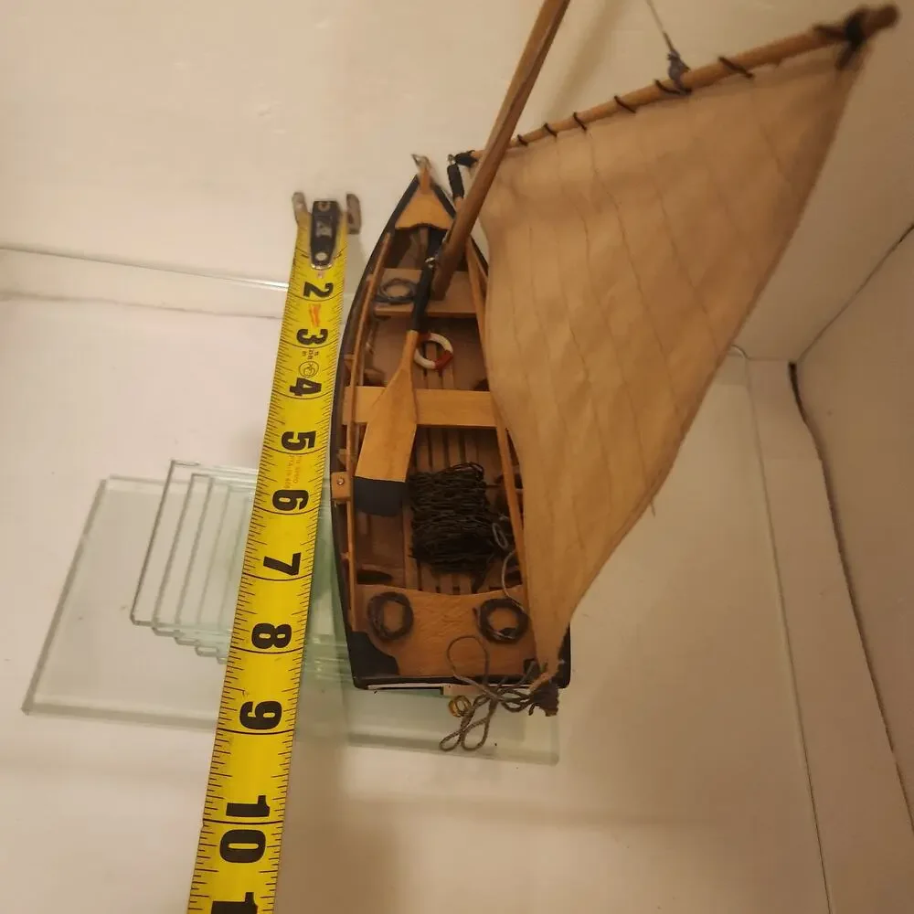 Wooden Sail boat Cloth sail 8 inch mast great detail